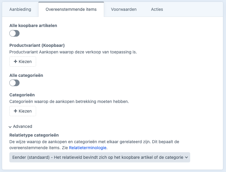 overeenstemmende items.