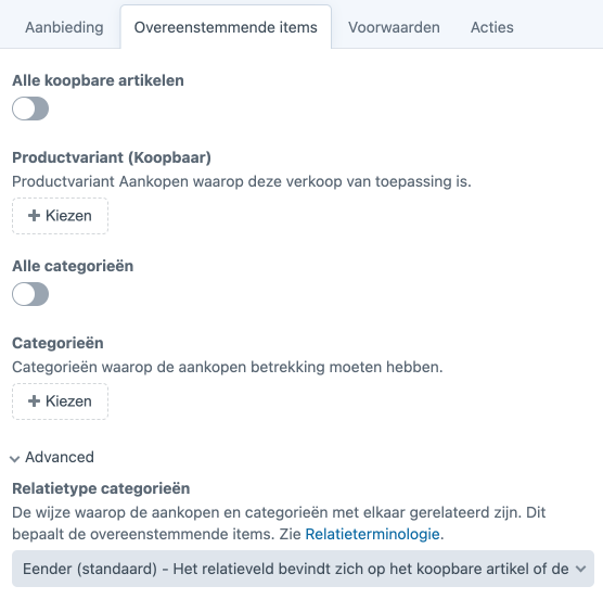 overeenstemmende items.
