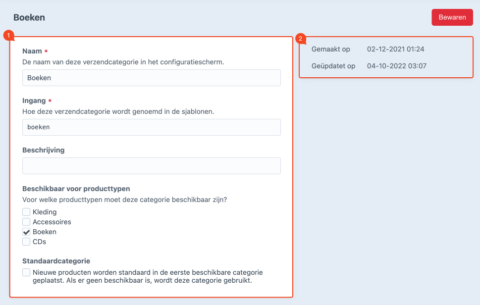 detailpagina verzendcategorieen.