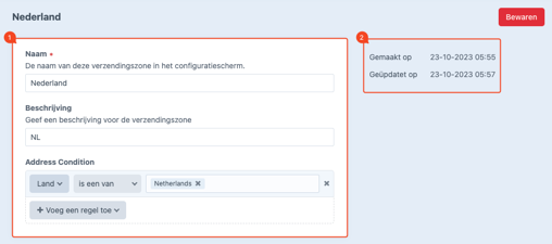 detailpagina verzendingszones.