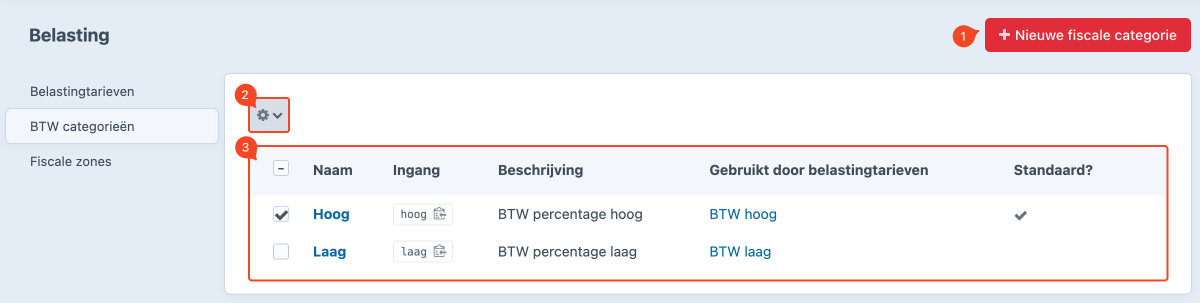 overzichtspagina belastingcategorieen.