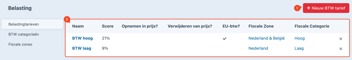 overzichtspagina belastingtarieven.