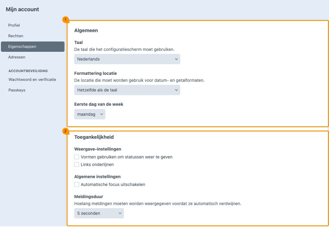 eigenschappen gebruiker.