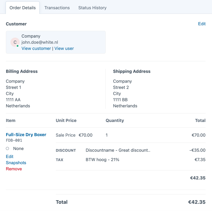 orders tab orderdetailpage.
