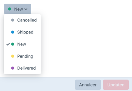 kies bestellingsstatus.
