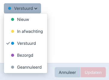 kies bestellingsstatus.