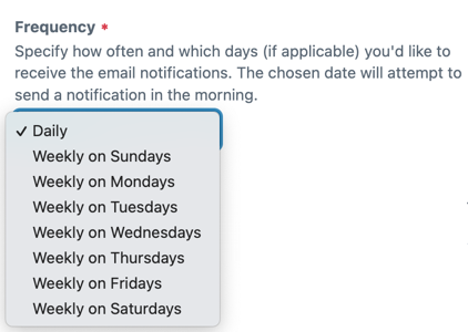 Notification frequency.