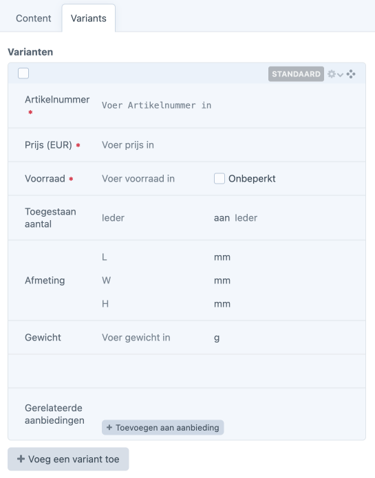 product variant detailpagina.
