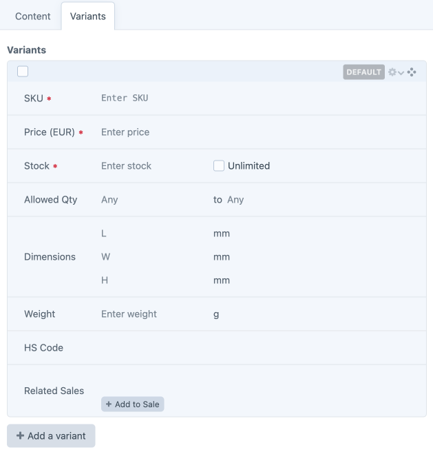 products tab variants.