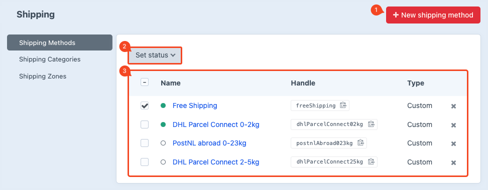 shipping methods overview.