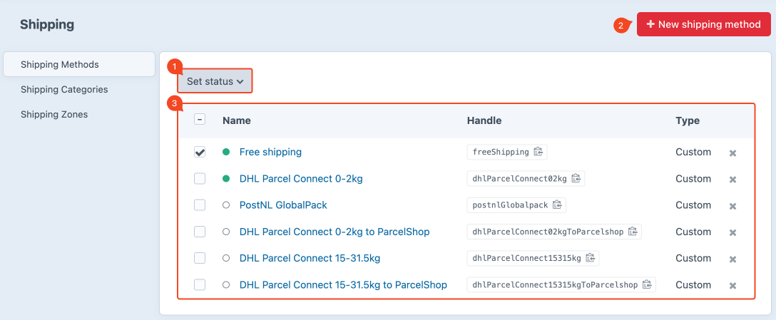 shipping methods overview.