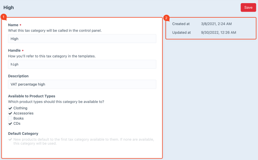 tax categories detailpage.