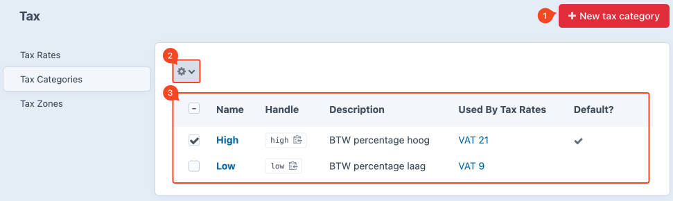 tax categories overview.