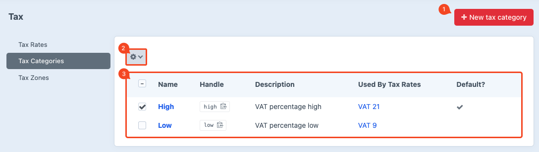 tax categories overview.