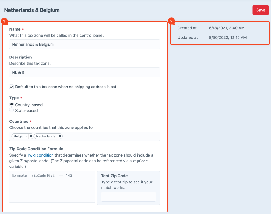 tax zones detailpage.