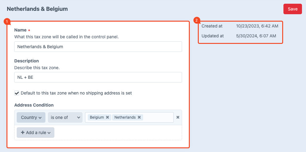 tax zones detailpage.