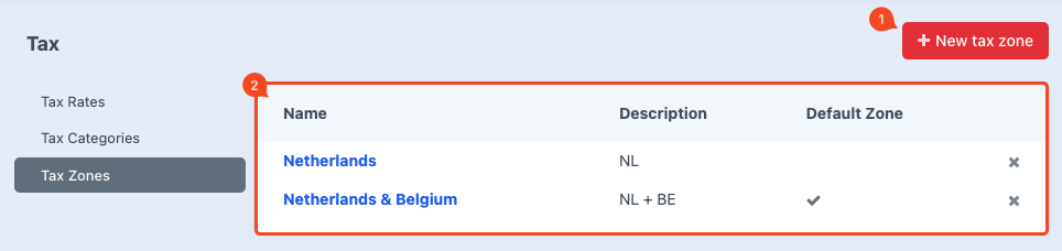 tax zones overviewpage.