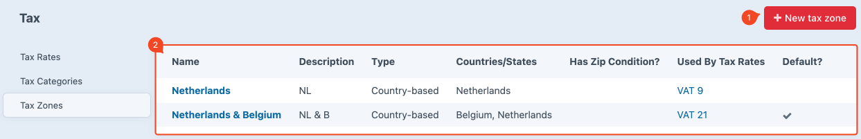 tax zones overviewpage.