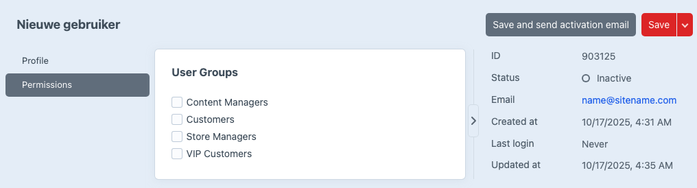 new user permissions.