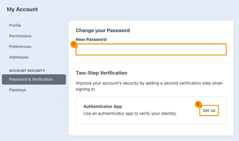 password & verification.