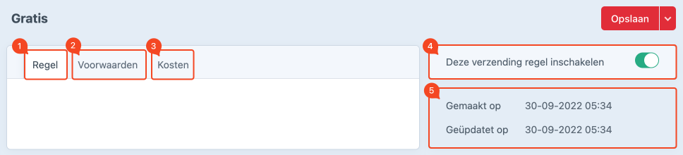 verzending verzendmethode verzendregel detailpagina.